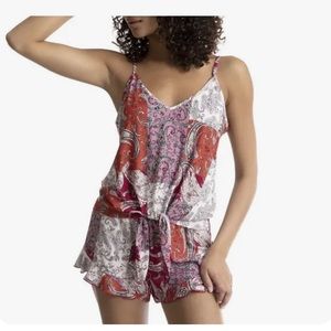 Womens SECRET TREASURES Cami Top Tie Front Shorts Sleep Set Size XL 16-18 New